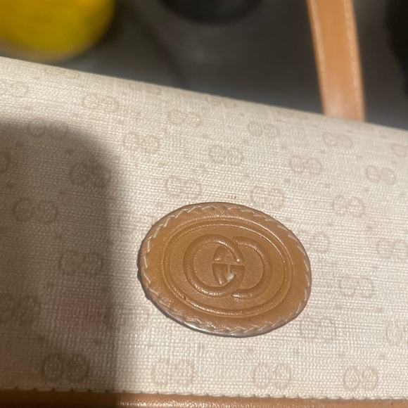 1980S GUCCI BAG GG CANVAS & LEATHER HANDBAG SATCHEL W TOP HANDLES - Picture 14 of 15